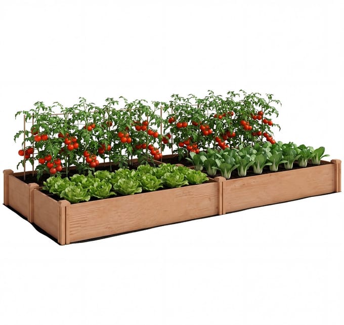 Tuinbed Outsunny - Vurenhout - 234 x 109 x 25 cm - Bruin
