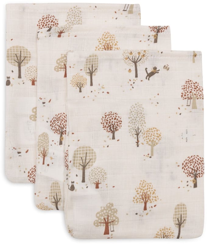 Jollein Hydrofiele Washandjes 15x20cm - Tiny Park - Katoen - 3 Stuks