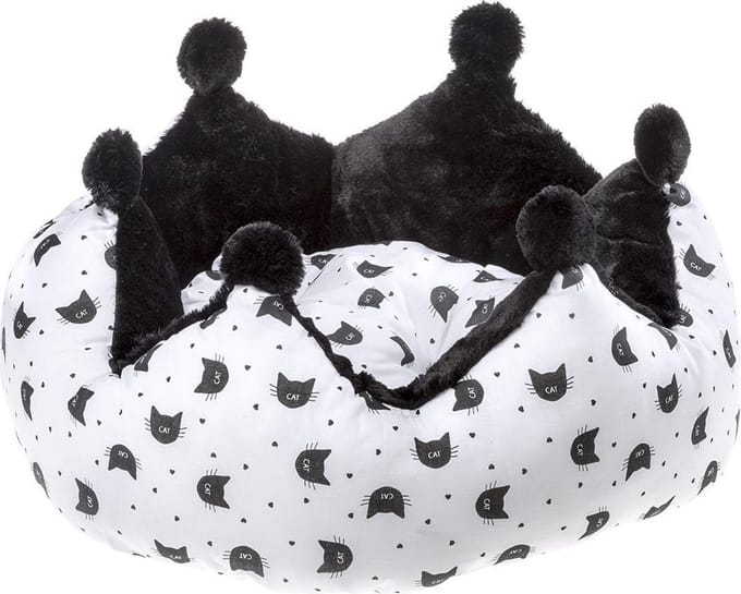 kattenmand Mikado 60 x 55 cm katoen wit/zwart