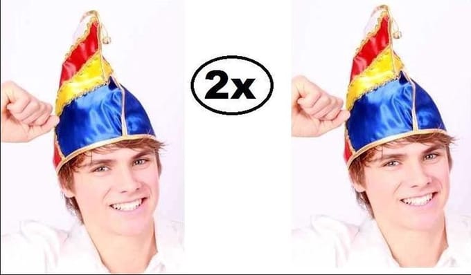 2x Prinsenmuts bonte kleuren one size