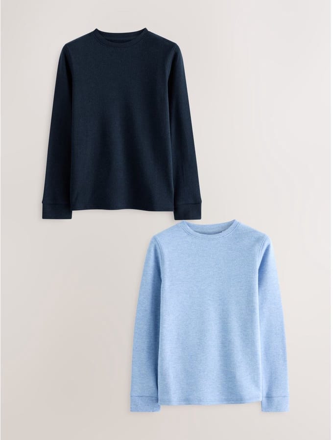 Next - Jongens - 2 -pack thermische tops met lange mouwen - Blauw