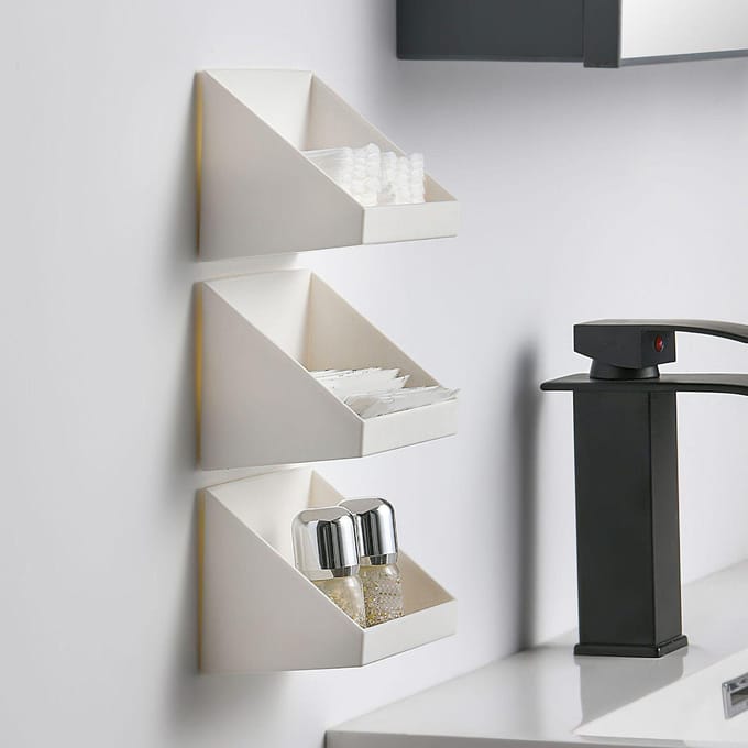 Boîte de Rangement Murale Oblique Polyvalente Style Minimaliste Grande Capacité Organisateur de Cosmétiques white