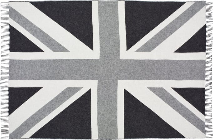 Plaid Vlag GB Union Jack Grijs - Merino Lamswol - 135x200 - Bronte by Moon