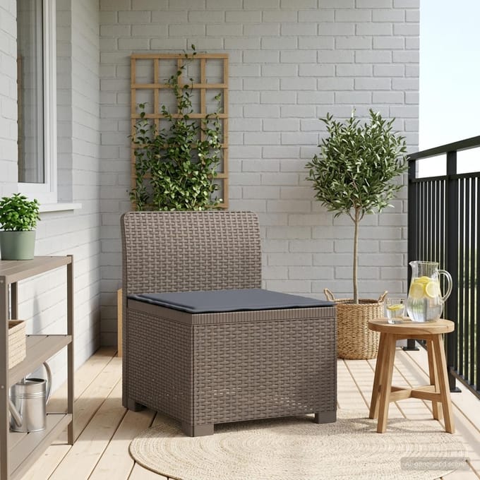 vidaXL - Eén-zits - Tuin - Sofa - met - Kussen - Rieten - Look - PP - Lichtgrijs