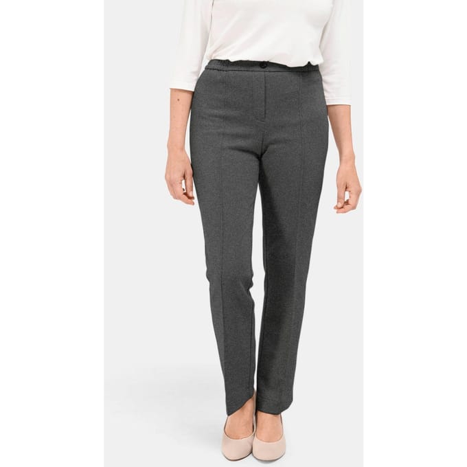 Jersey thermobroek CARLA met elastische tailleband - grijs / gemêl. - Gr. 48 van Goldner Fashion