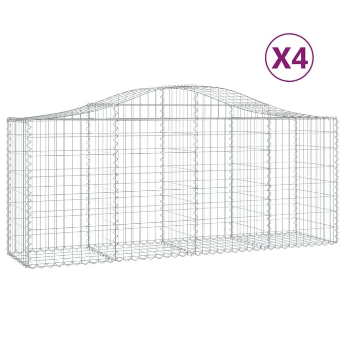 vidaXL - Schanskorven - 4 - st - gewelfd - 200x50x80/100 - cm - gegalvaniseerd - ijzer