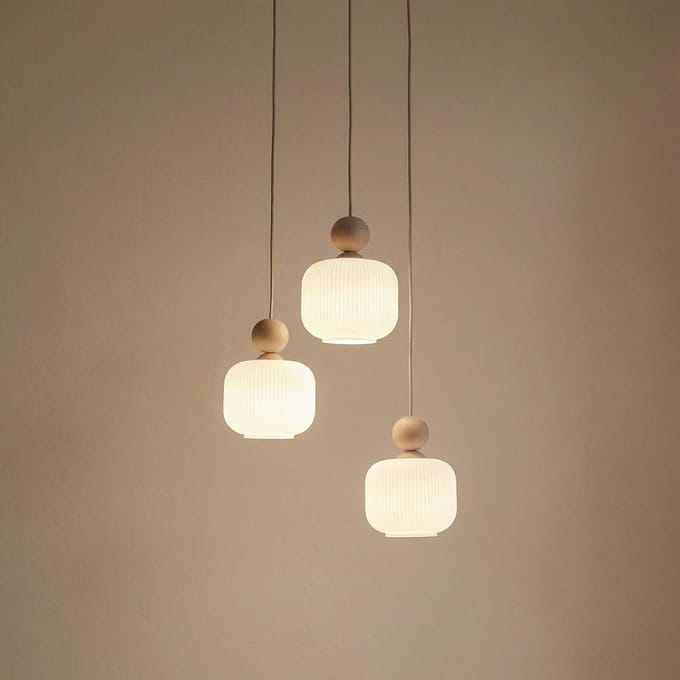 TK Lighting Hanglamp Ballo, 3-lamps, wit, glas, Ø 35 cm