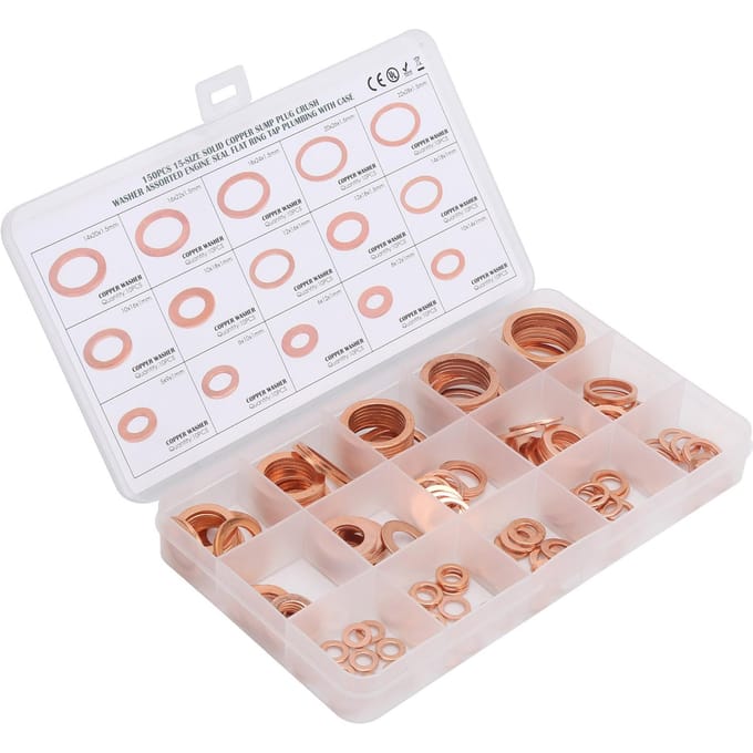 150 stuks Platte Afdichtring Rood Koper Pakking O-ring Pakking Afdichtring Ring
