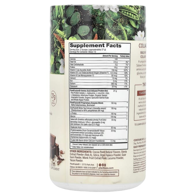 PlantFusion, Constructeur de Collagène Végétal Complet, Chocolat Riche, 11,43 oz (324 g)