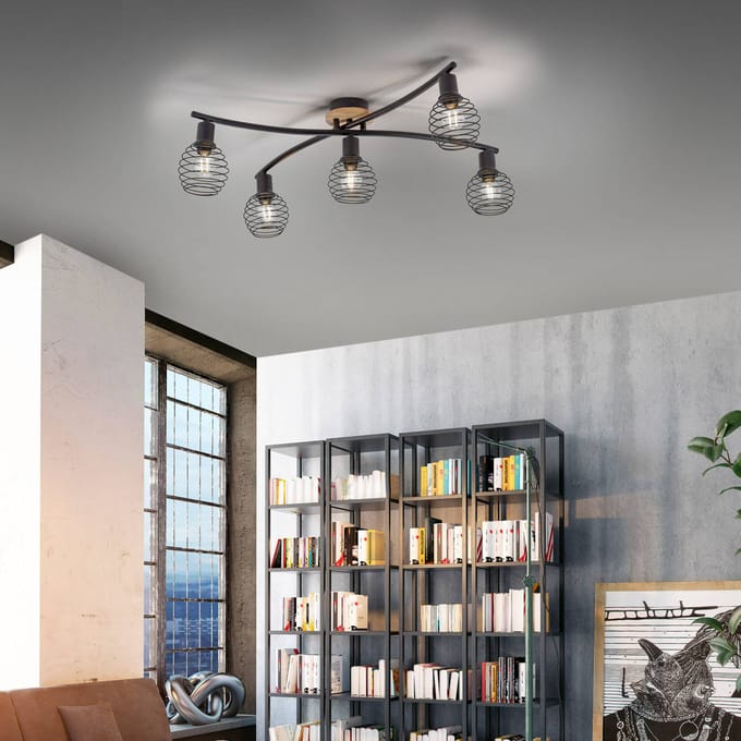 JUST LIGHT. GmbH Plafondlamp Eugen, houtdecor, 5-lamps