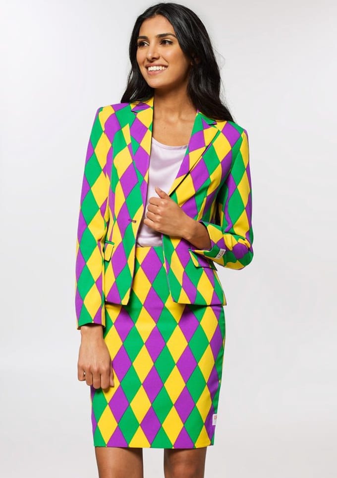 OppoSuits Harlequeen - Vrouwen Kostuum - Clownspak - Gekleurd - Carnavalskleding - Maat 34