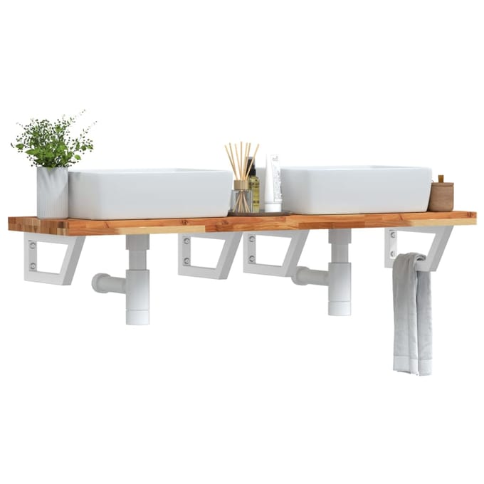 vidaXL - Badkamer - wandschap - staal - en - massief - acaciahout