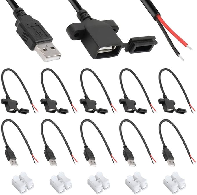 USB Connector 2 Pin met Stofdichte Kap - USB 2.0 Data en Oplaadkabel (25 Stuks)