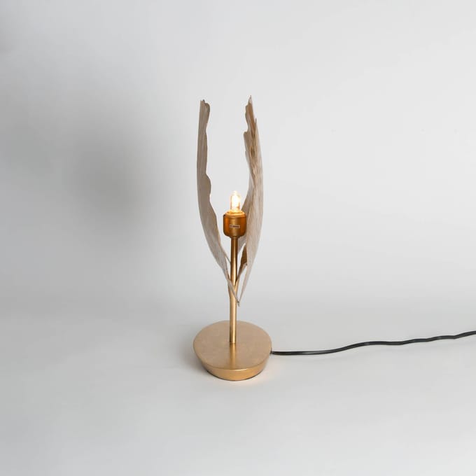 Holländer Tafellamp Ginkgo, goud, 36x34cm