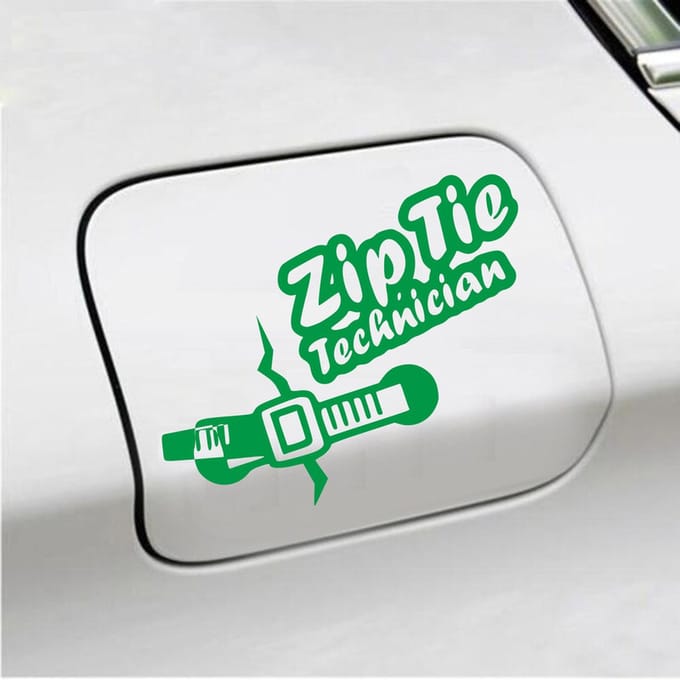 Bumpersticker - Zip Tie Technician - 11,2 X 14,8 - Groen