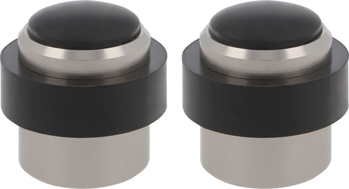 AMIG Deurstopper/deurbuffer - 2x - D30mm - inclusief schroeven - mat zilver