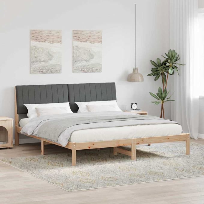 vidaXL - Bedframe - met - hoofdeinde - Bruin - 180 - x - 200 - cm - Massief - grenenhout