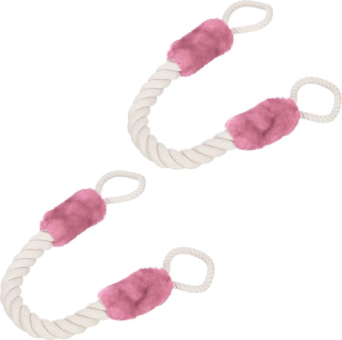 deurstopper touw - set van 2 - deurklink - 60 cm - crème-roze