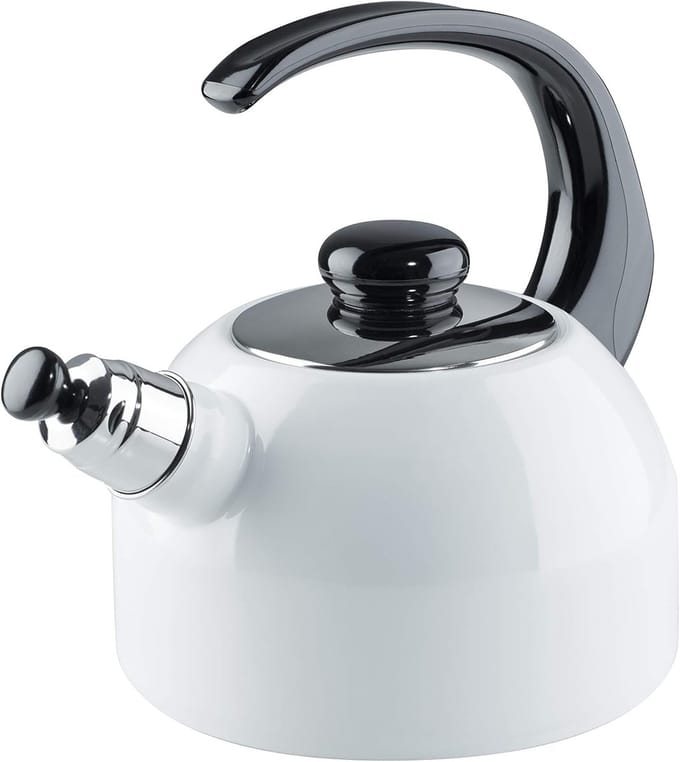 Fluitketel - Waterketel - Water Koken - 3-voudig geëmailleerd - 2 Liter - Wit