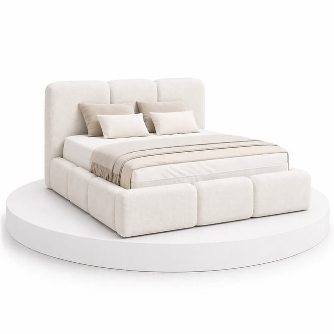 Japandi Bed Hikari - 180x200 Compleet - Boxspring met opbergruimte - Off-white - BalBedden