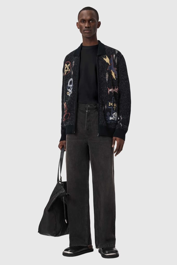 AllSaints Meller Cardigan Black Größe: S | Bomberjacken Outlet | Herren | Schwarz