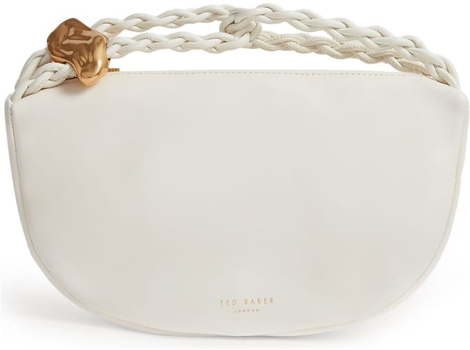 Ted Baker Leren handtas Islah Leather Statement Hardware Medium Hobo Bag Ivory wit