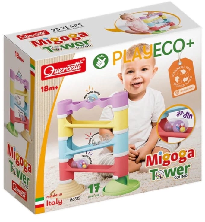 Quercetti knikkerbaan Eco geluid educatief speelgoed kleurrijk.