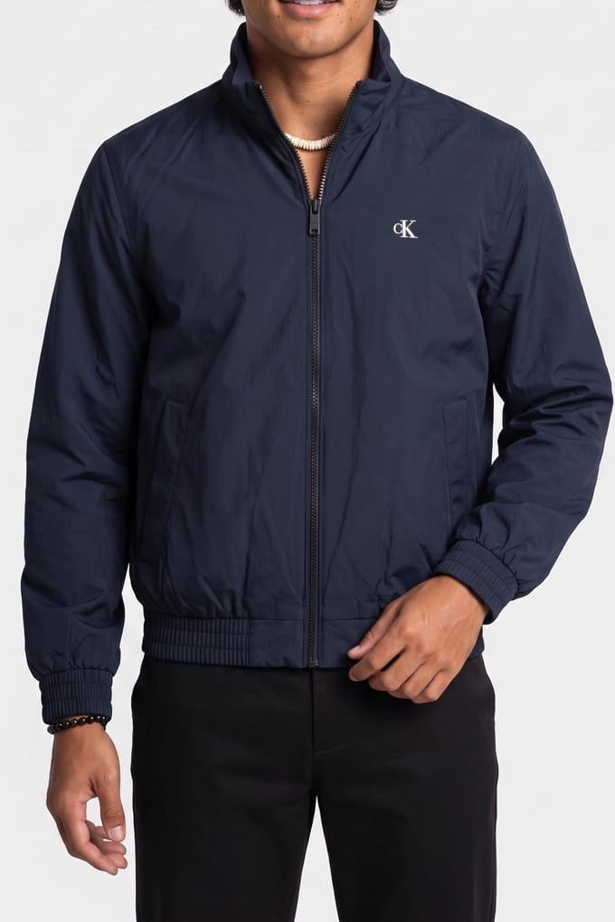Calvin Klein Long Sleeve Ripstop Padded Harrington Dark Sapphire Größe: M | Bomberjacken Outlet | Herren | Blau