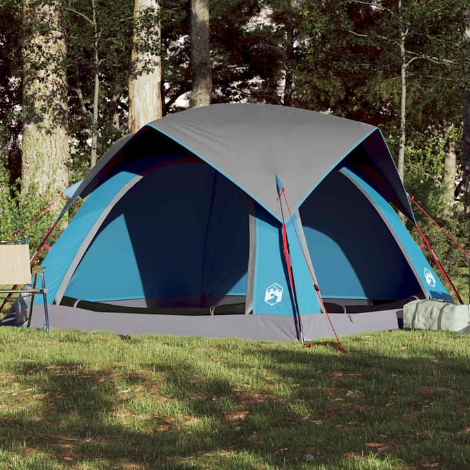 Vidaxl Tente de Camping, 4 Personnes, Bleue, Imperméable
