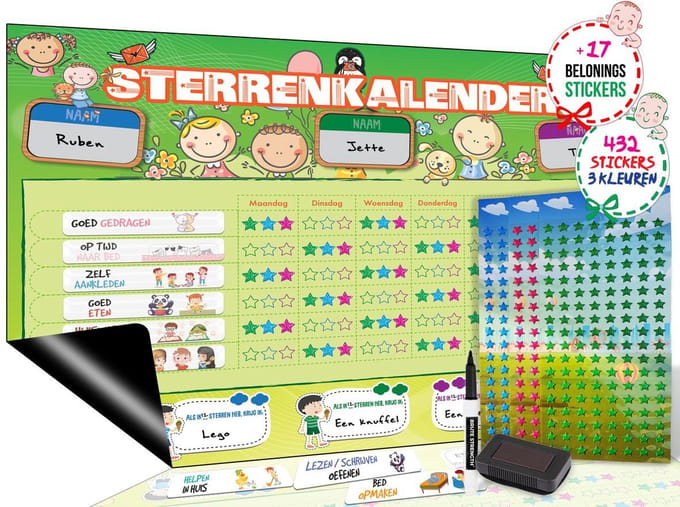 Brute Strength - Magnetisch Beloningssysteem (46) - A3 - Beloningskalender - Planborden - Weekplanner kind - Zindelijkheidstraining - Dagplanner