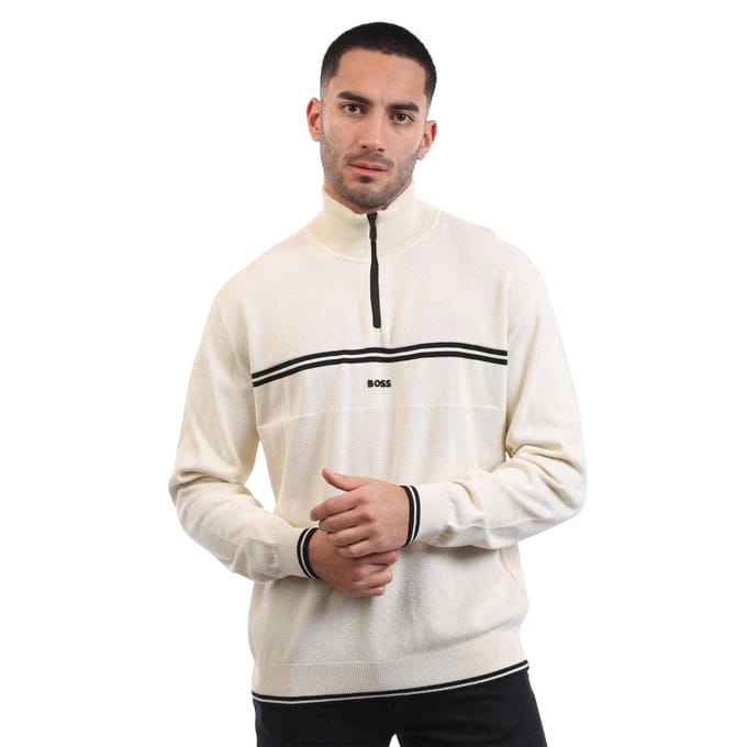 Boss Heren K Zone Katoen Regular Pullover (Wit)