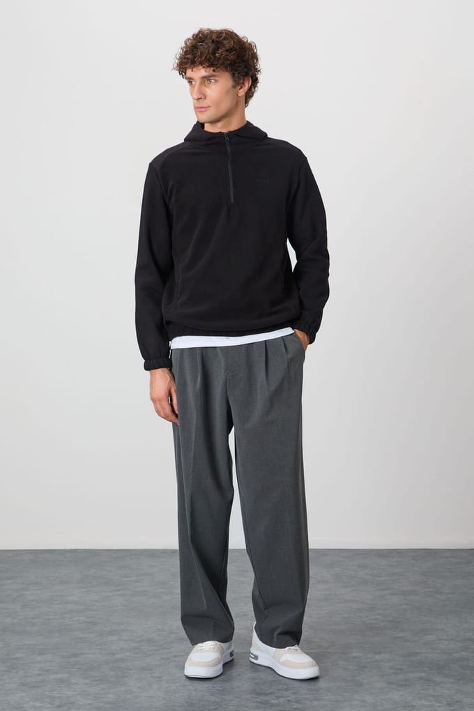 Heren Kleurgeblokte Halve Rits Pluche Sweater