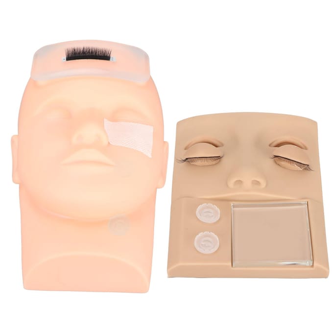 Ooglidverlenging Oefenset met Ooglid Mannequin Hoofd Gezicht voor Nep Oogwimpers Enten Make-up beige