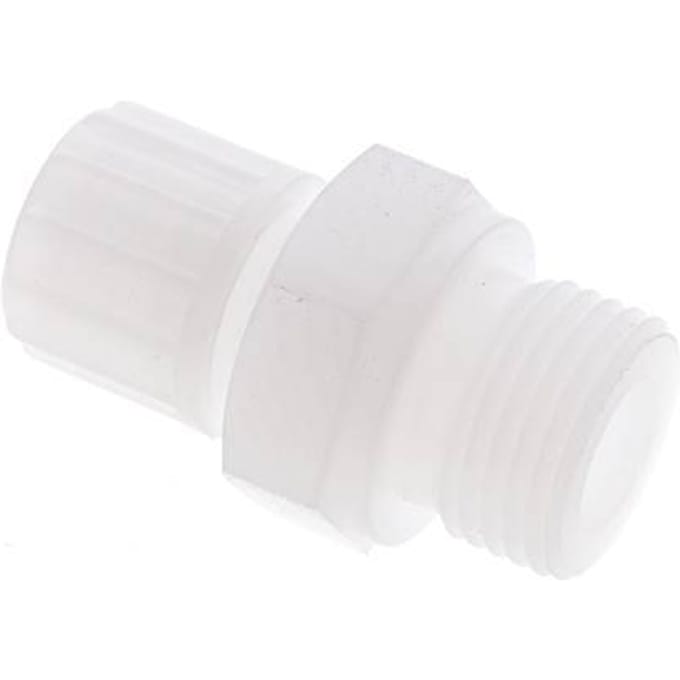 10x4mm & G1/2'' PVDF Rechte Knelfitting Buitendraad 10bar Kunststof en Polyamide