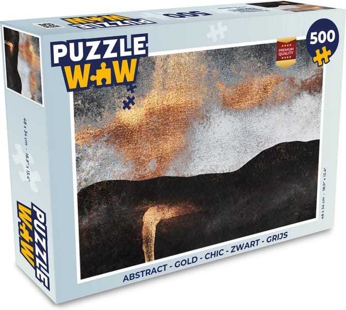 Puzzel Abstract - Gold - Chic - Zwart - Grijs - Legpuzzel - Puzzel 500 stukjes