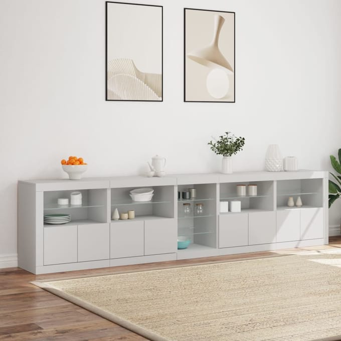 vidaXL - Dressoir - met - LED-verlichting - 283x37x67 - cm - wit