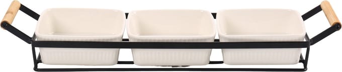 Cheffinger Saus & Snackschalen Set - 4-delig - Keramiek - Zwart/Wit