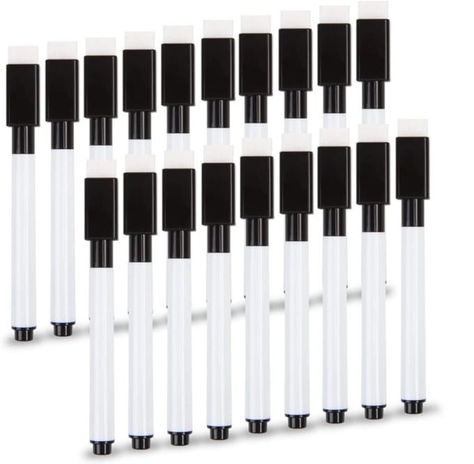 Whiteboardmarkers - whiteboard stiften - Whiteboardpennen - Uitwisbare whiteboardpennen - Magnetische whiteboardpennen - Whiteboardmarkers - Wit - Plastic
