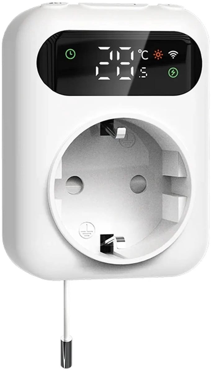 Wifi thermostaat | Plug-in stekker met NTC sensor, Tuya Smart Life app, 10A | Wit
