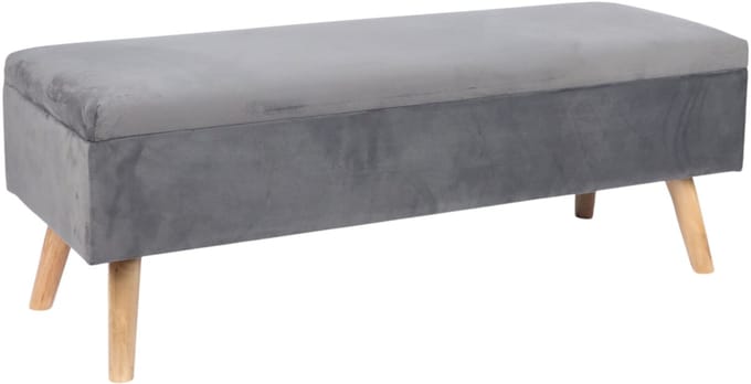 Zitbank met opbergruimte - 40x110x40 cm - fluweel - donkergrijs