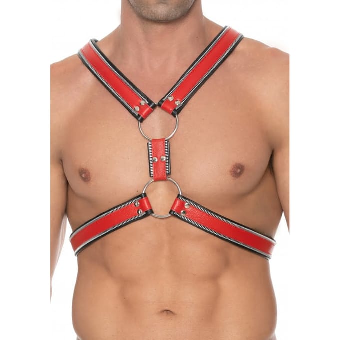 Echt Lederen Z Series Schots Harnas - Zwart/Rood