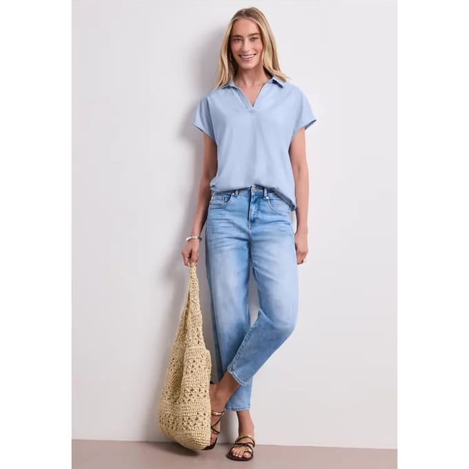Blouseshirt met overhemdkraag en elastische zoom