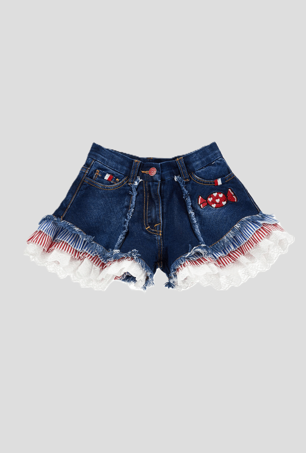 korte broek in denim blauw kind