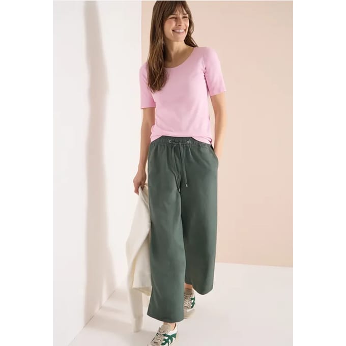 Broek met wijde pijpen in Loose Fit van linnenmix