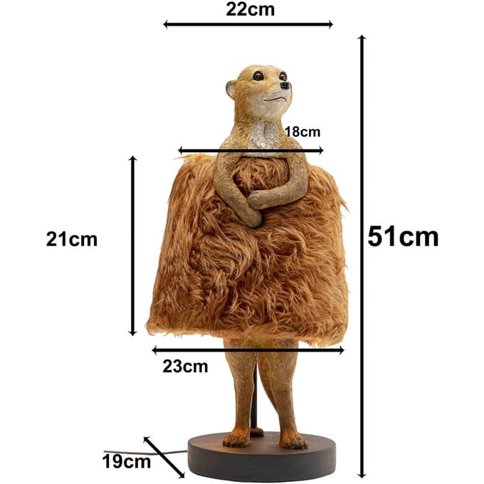 KARE tafellamp Animal Meerkat Fur, bruin, 51 cm, E14