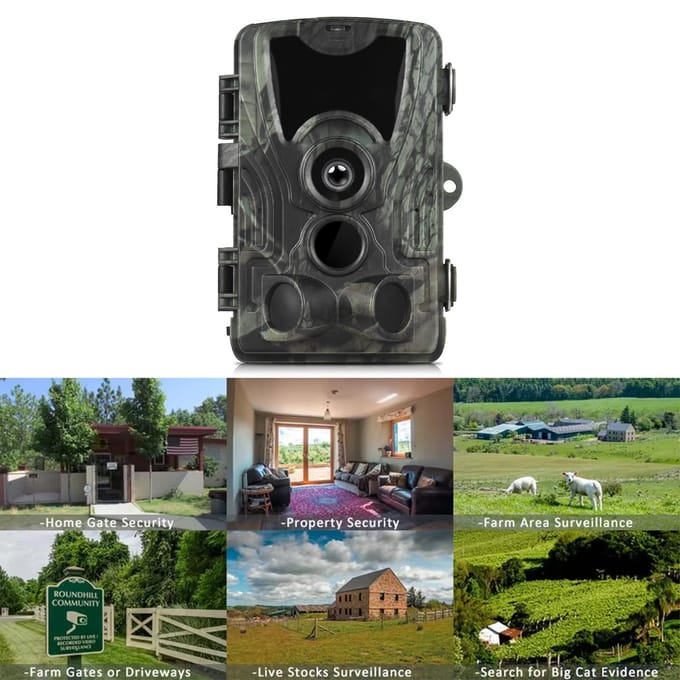 Trail Camera Nachtzicht Bewegingsgeactiveerde Waterdichte 24MP+2.7K Wildlife Camera met 36 IR LED's 5MP AA Battery