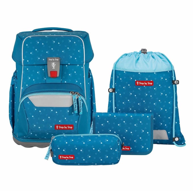 Step by Step Schooltas Basis Schulranzen-Set 4-delig Blue Hearts Blauw