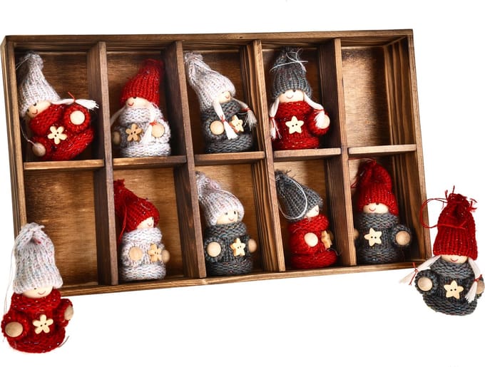 Bianchidino - Mini Kerstpopjes / kersthangers - set van 10st H6,5cm