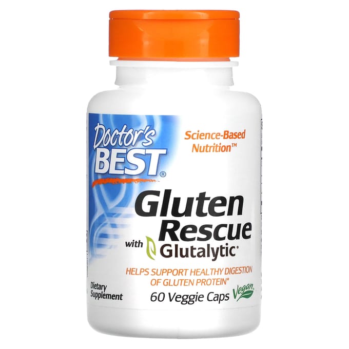 Doctor's Best, Gluten Rescue met Glutalytic, 60 Plantaardige Capsules