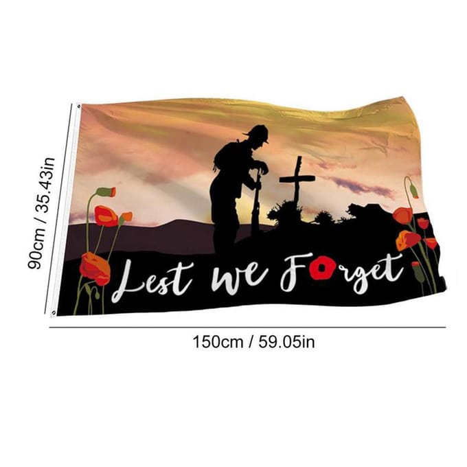 Drapeau du jour du Souvenir Drapeau en polyester Drapeau robuste à une face pour les héros modérateurs du Souvenir black